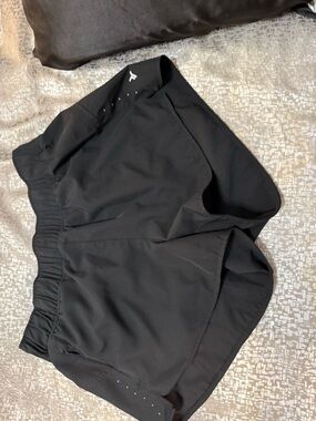 aerie Black Athletic Split-Hem Running Shorts